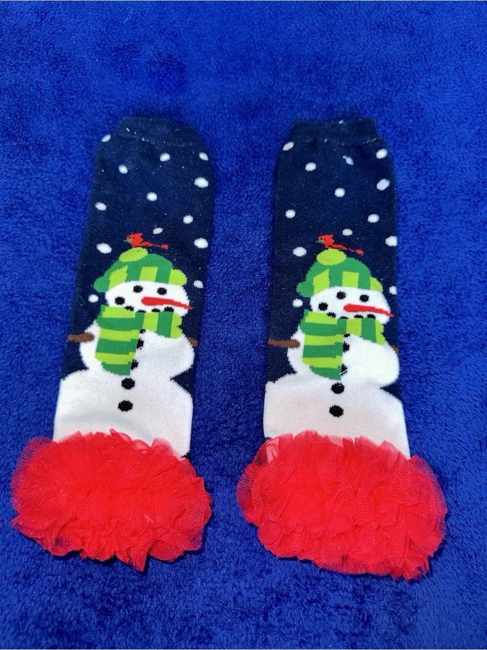 Unbranded Baby Girl Christmas Snowman Leg Warmers Size 6-12 Months